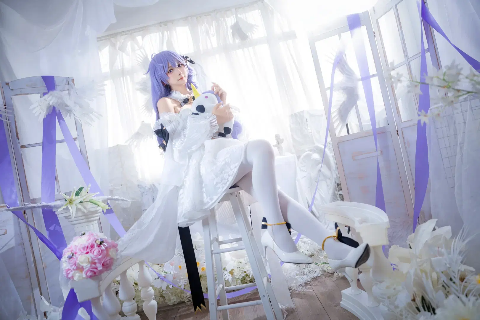 碧蓝航线, 欧式风格, 花嫁, 白丝, 独角兽cos