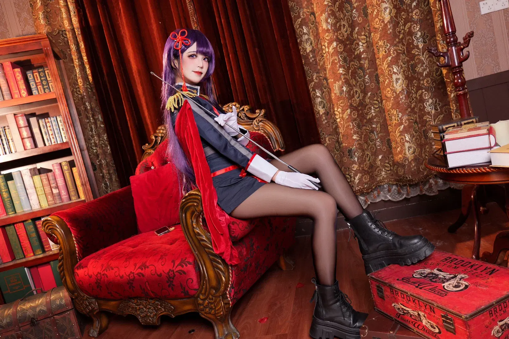 cosplay正片, 黑丝穿搭, 山城恋cos, 魔都精兵的奴隶, 军装