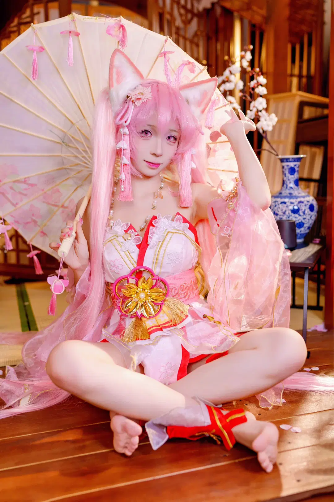 [Hu Tao cosplay] NARAKA: BLADEPOINT Early Cherry Blossom Dream: Pink Japanese Style Beneath Cherry Blossom Trees by Kirito君 - Image 10