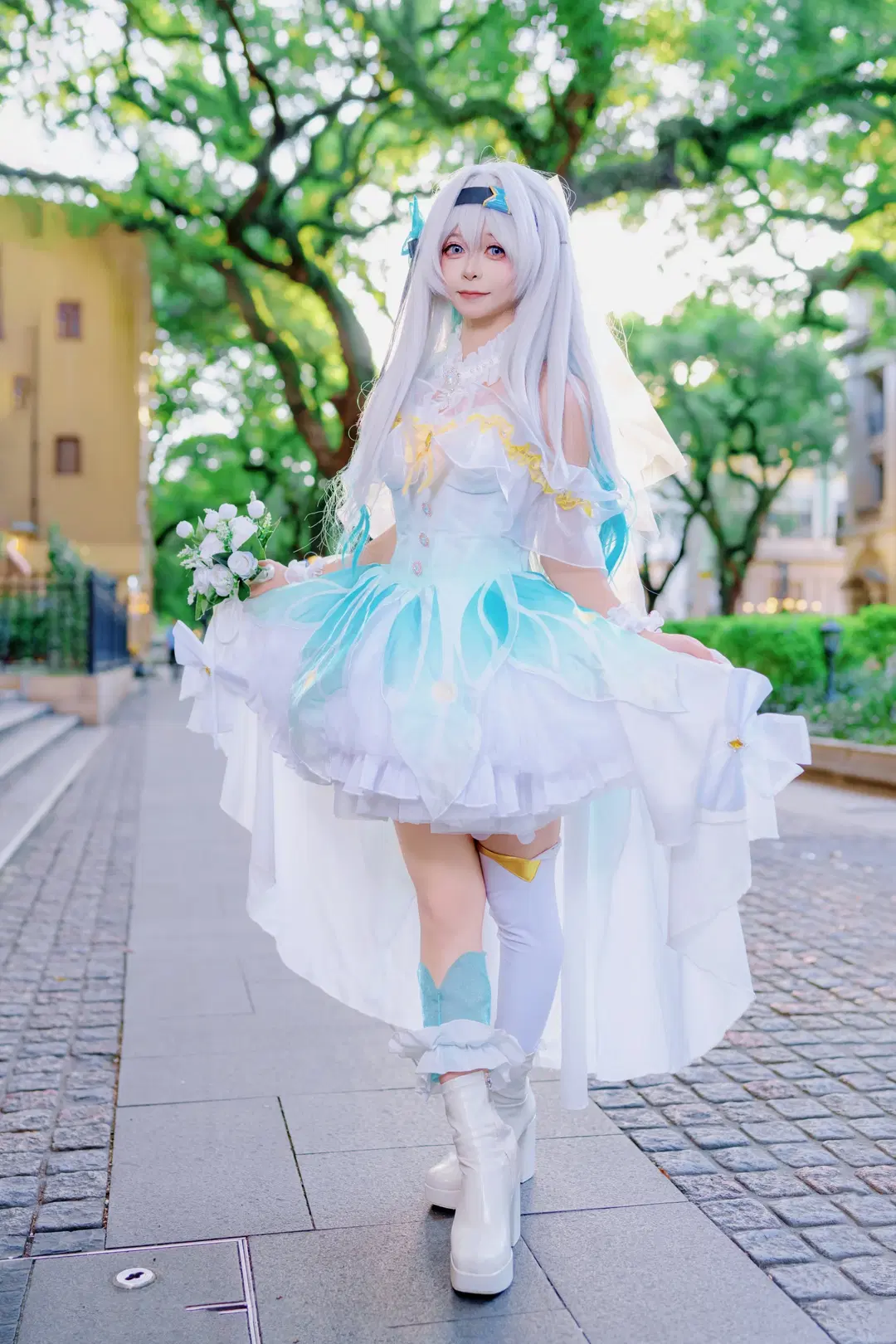 二次元, 崩坏星穹铁道, 流萤cos, 花嫁, 白色丝袜