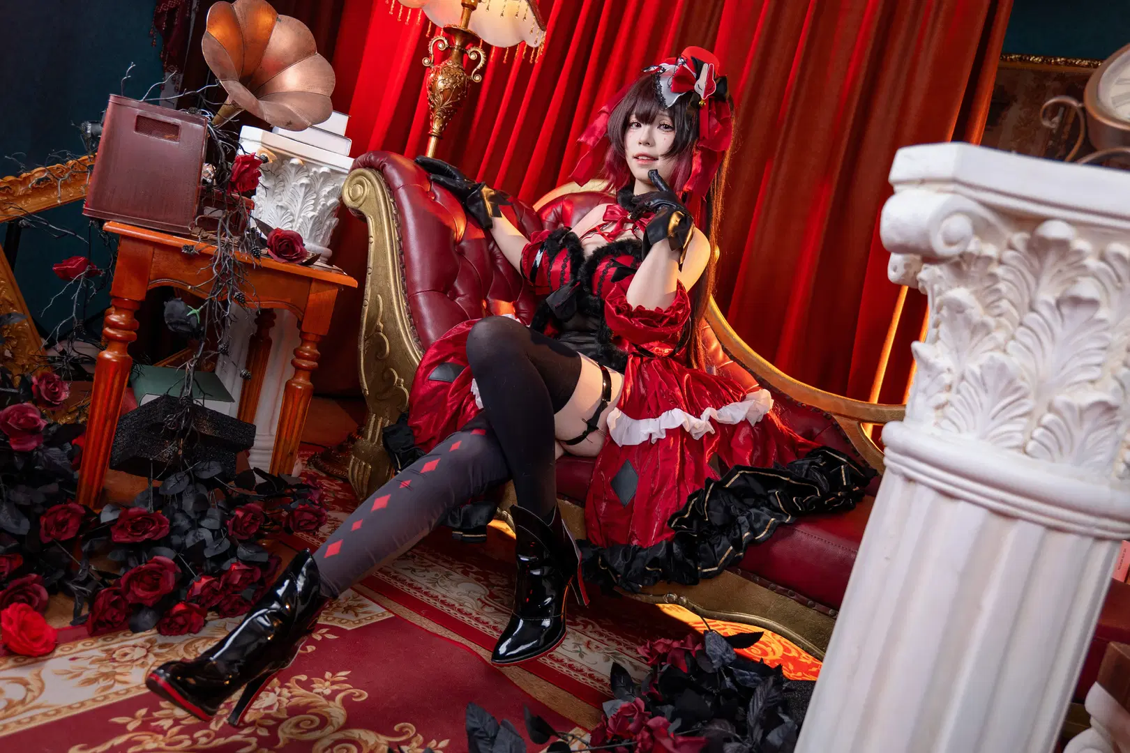 cosplay, 崩坏星穹铁道, 花火cos, 红黑配色, 丝袜穿搭