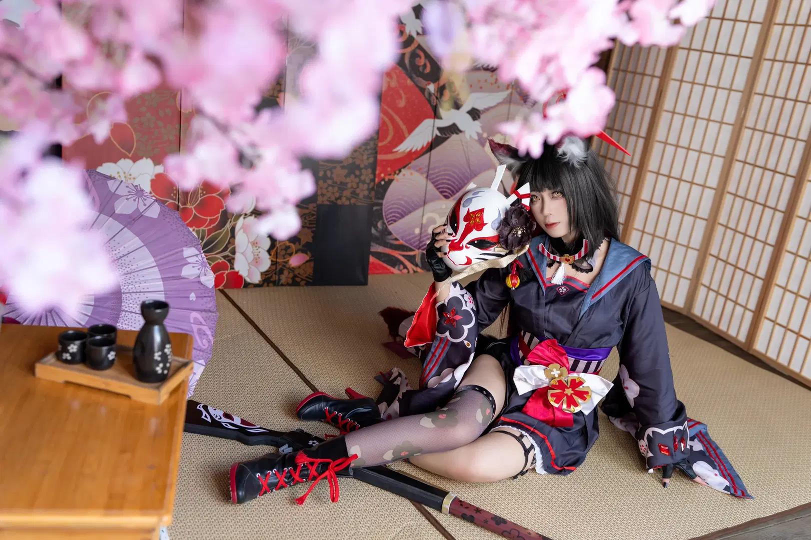 【狐坂若藻cos】蔚藍檔案的狐面少女棚拍記錄 - Kirito君 - 第4張