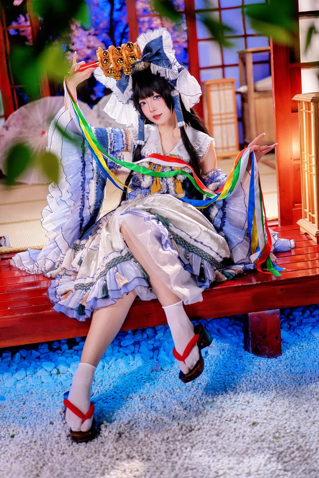 二次元攝影, 博麗靈夢cos, 東方Project, 青靈夢, 和風棚拍