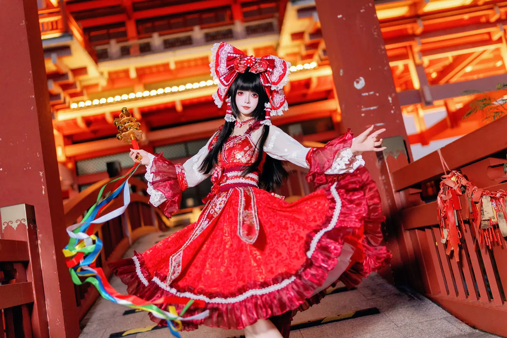 【博丽灵梦cos】秋日限定红白巫女装扮，从白天到黑夜的动态抓拍 - Kirito君 - 第7张