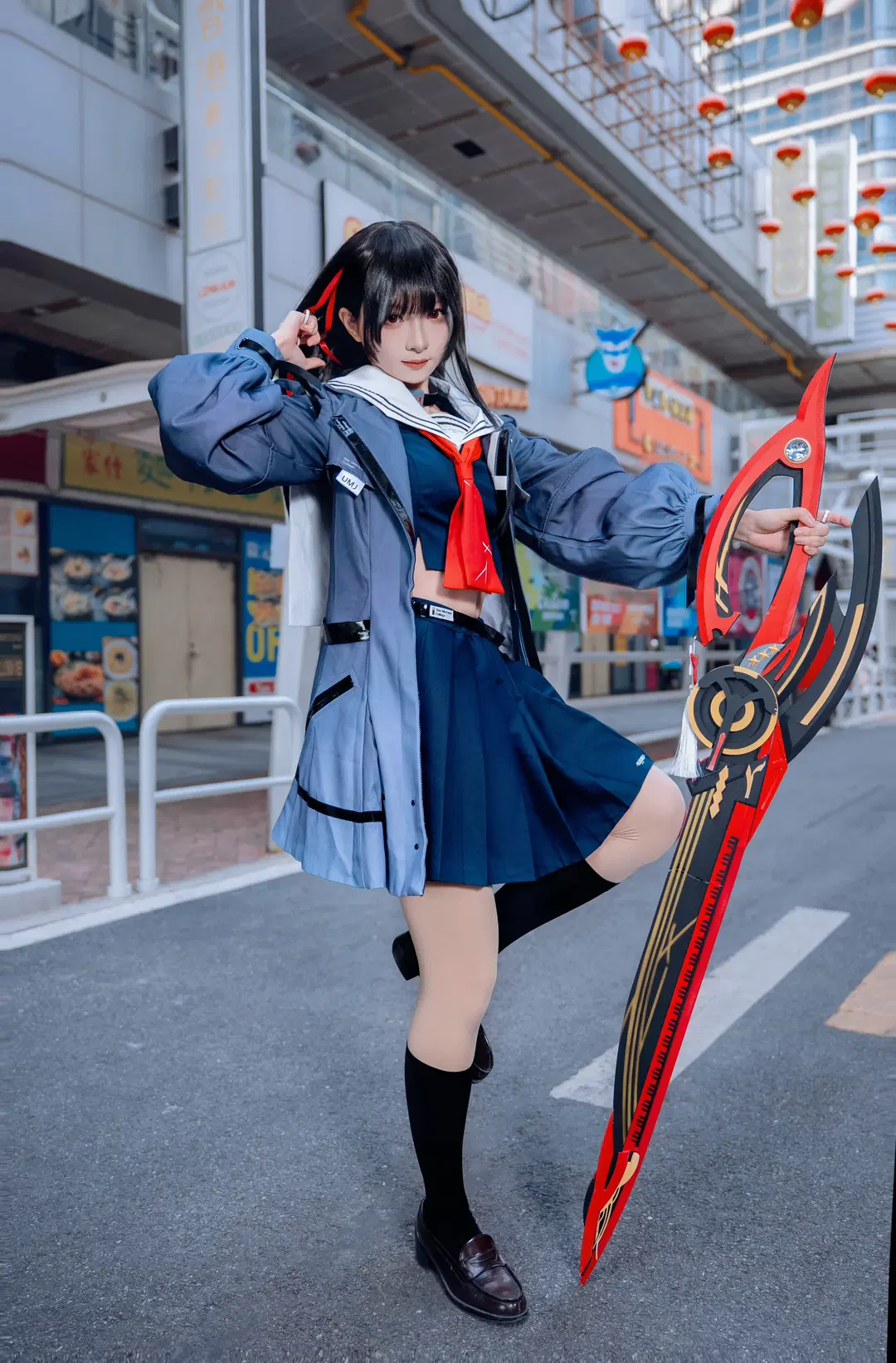 鸣潮, 千咲cos, 水手服, 外景cos, 丝袜