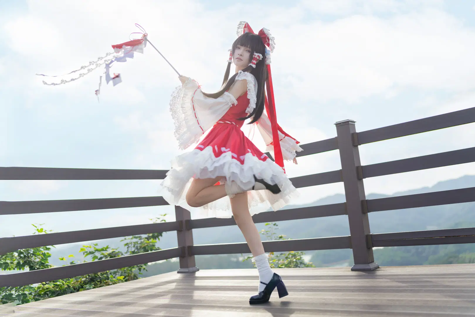 博丽灵梦cos, 东方project, 二次元写真, 和风洛丽塔, 白袜美腿