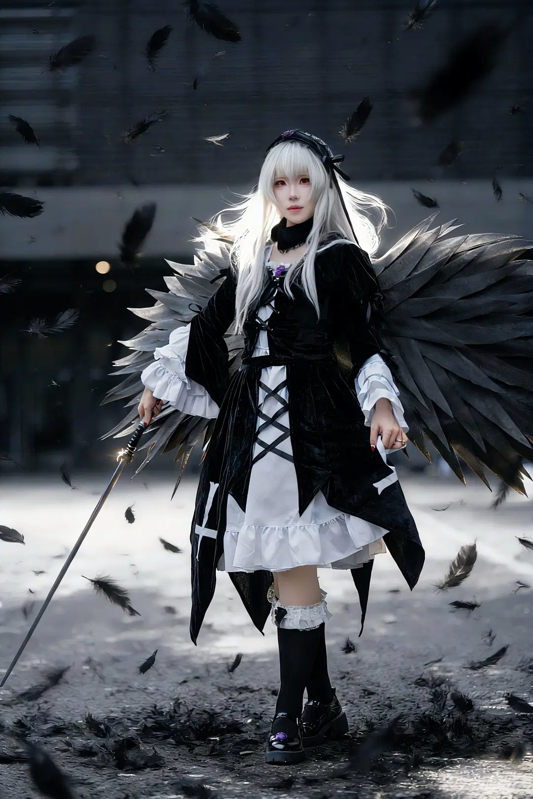 ゴシック風, 成都のアニメイベント, ローゼンメイデン, 黒ストッキングコスプレ, 水銀燈コスプレ
