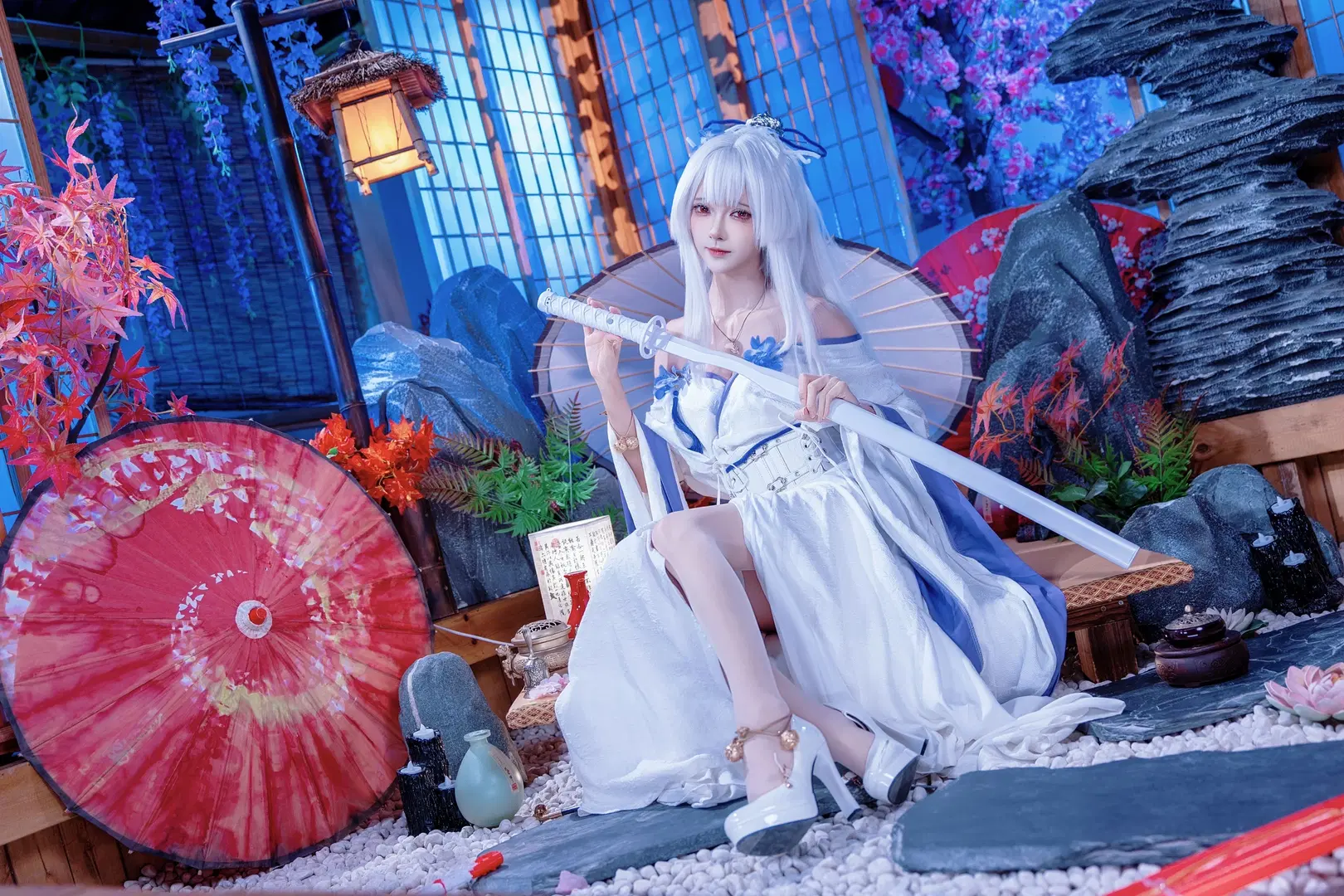 【绯雪 コスプレ】鳴潮、寒色系スタジオに佇む孤高の和風お姉さん - Kirito君 - 3枚目