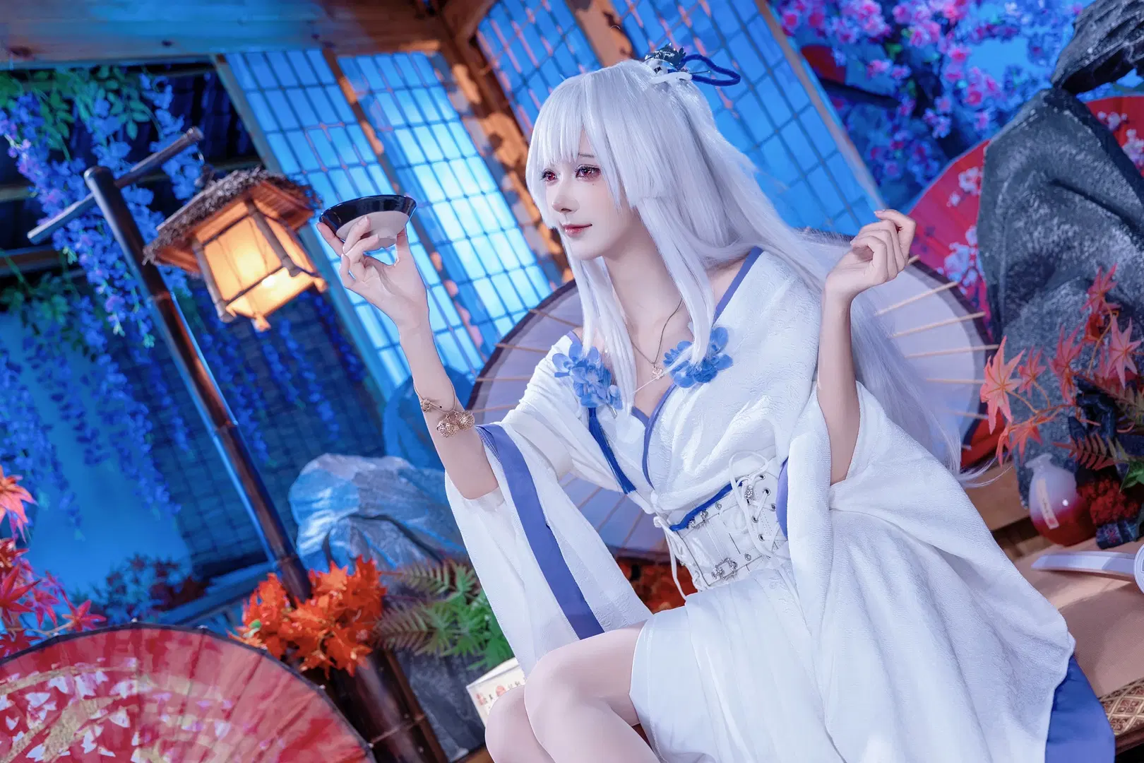 【绯雪 コスプレ】鳴潮、寒色系スタジオに佇む孤高の和風お姉さん - Kirito君 - 4枚目