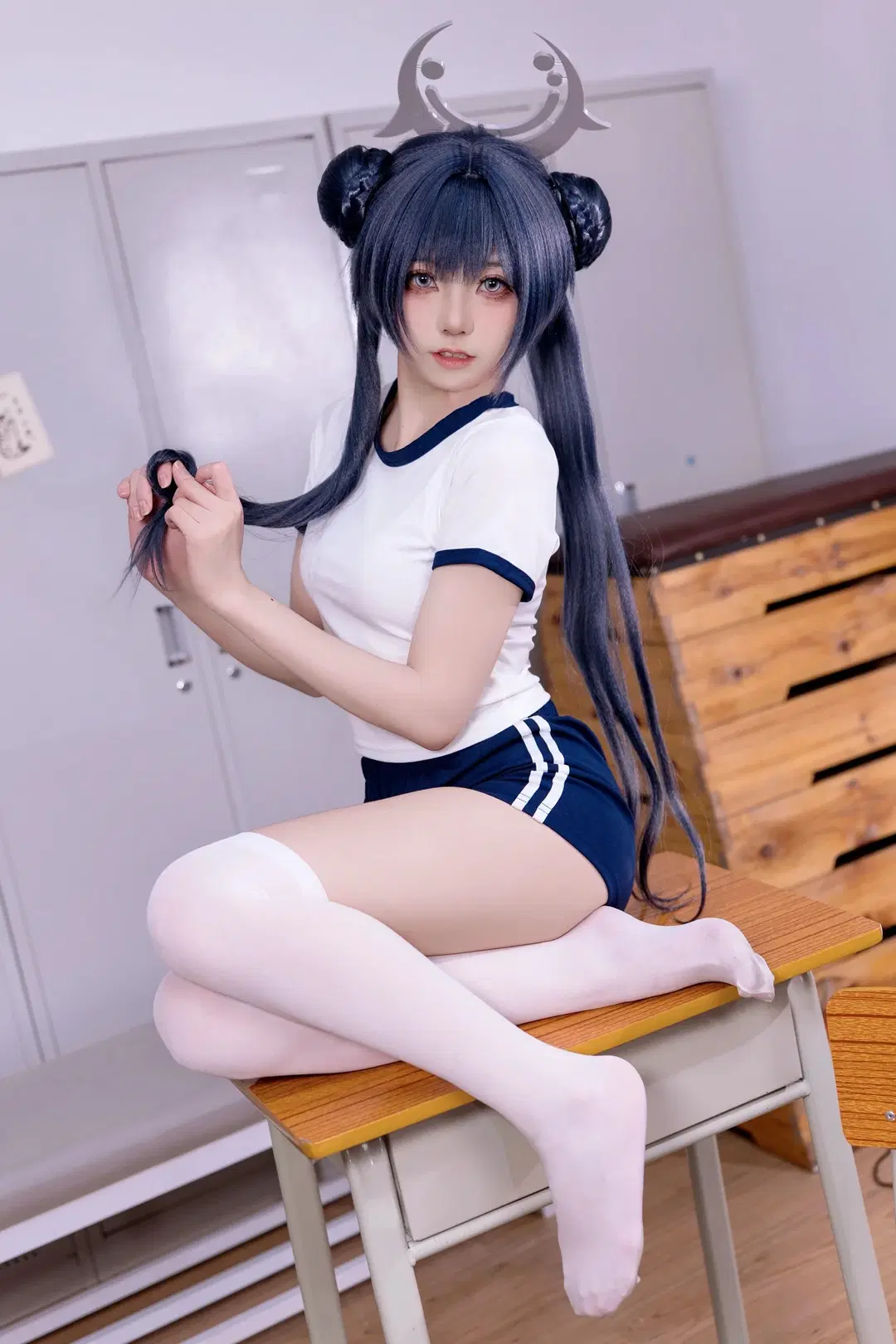 二次元, 蔚蓝档案, 妃咲cos, 白丝, 体操服