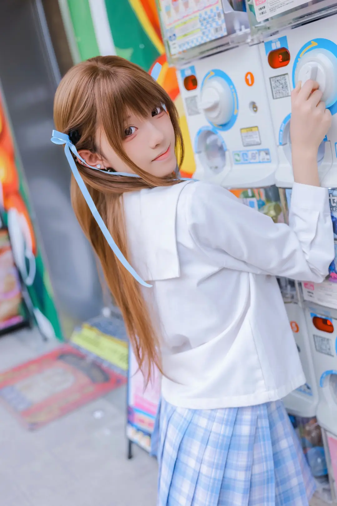 JK制服, 夏日氛围感, 日系写真, 蓝白格裙, 小清新摄影 - 第1张