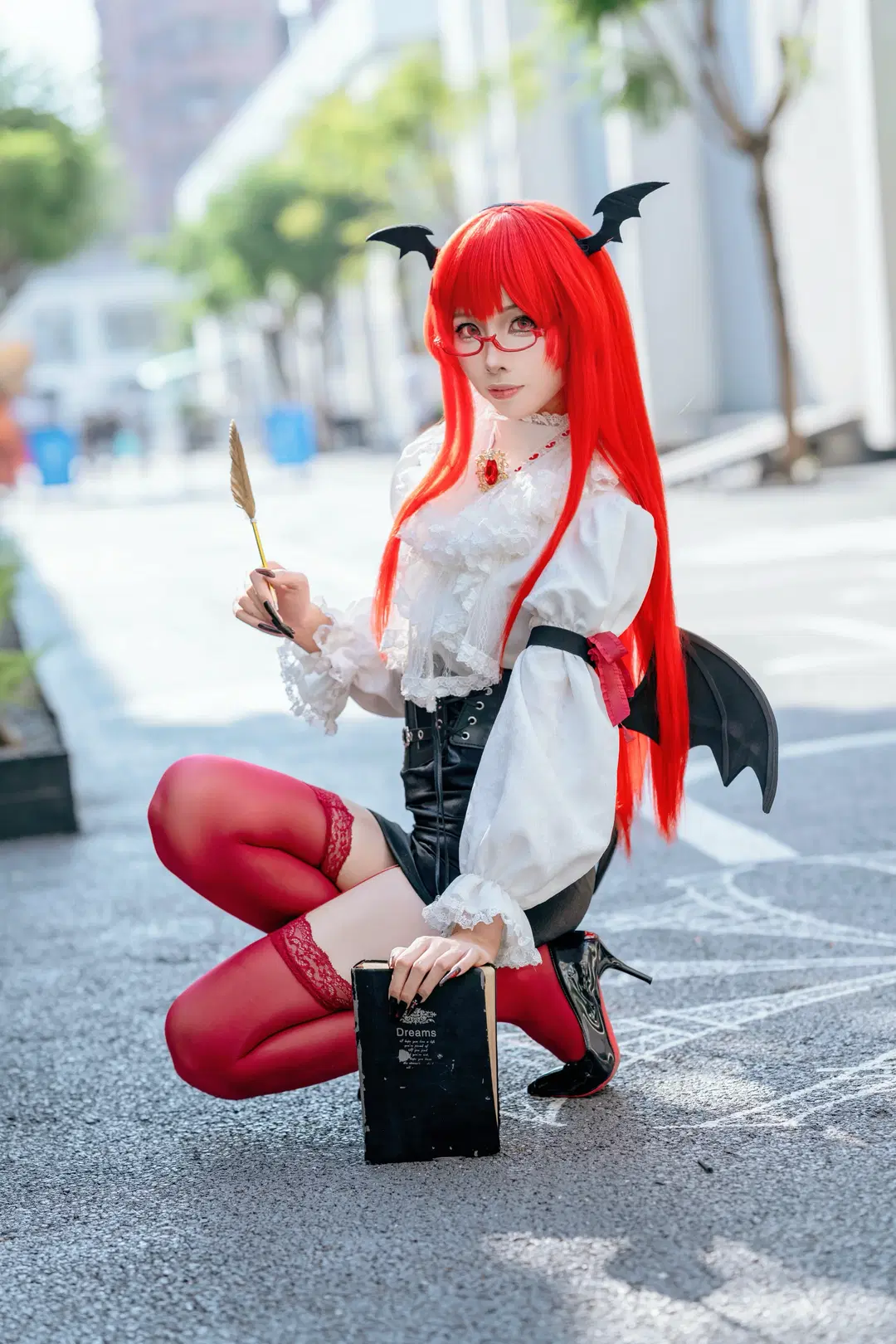 2次元少女, 東方Project, アニメイベントのコスプレ, 小悪魔コスプレ, 赤いストッキング