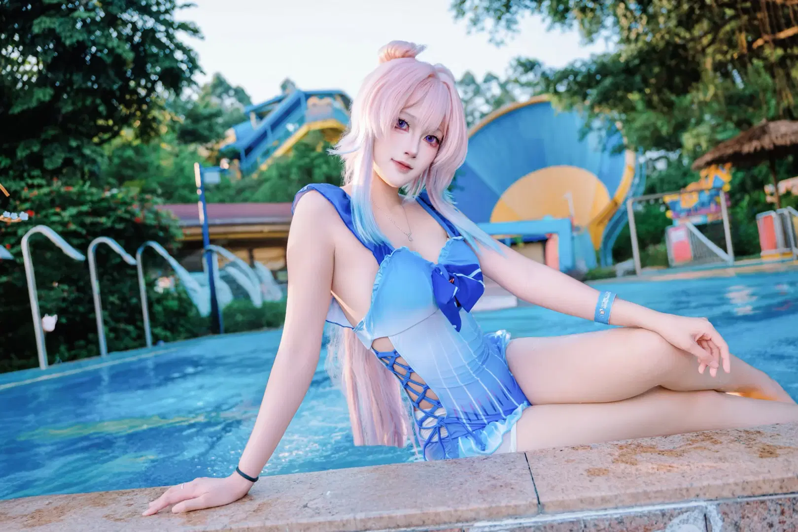 二次元, 原神, cosplay, 泳装, 珊瑚宫心海cos