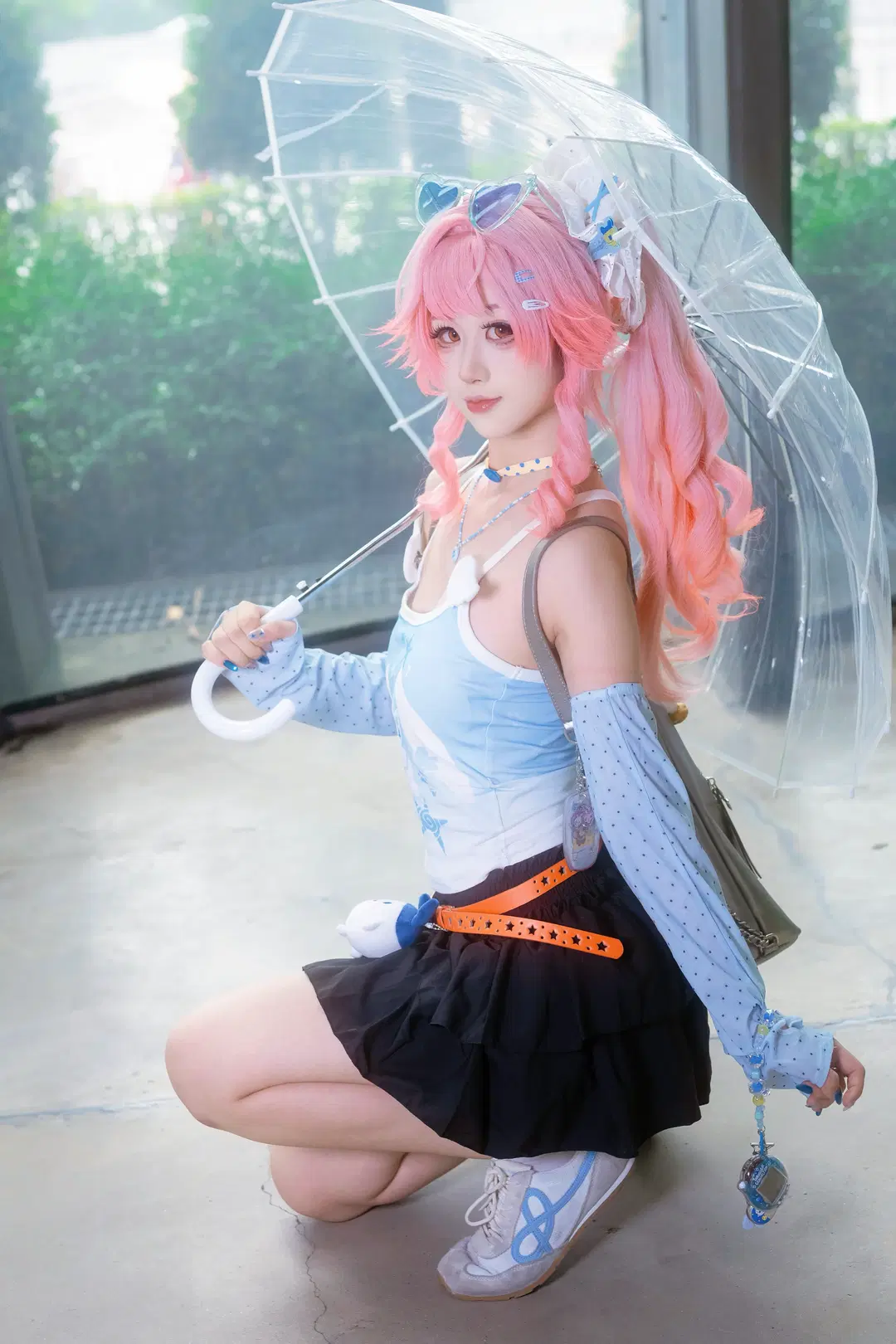 cosplay, 明日方舟, 羽生萌萌香cos, 粉色双马尾, 透明伞