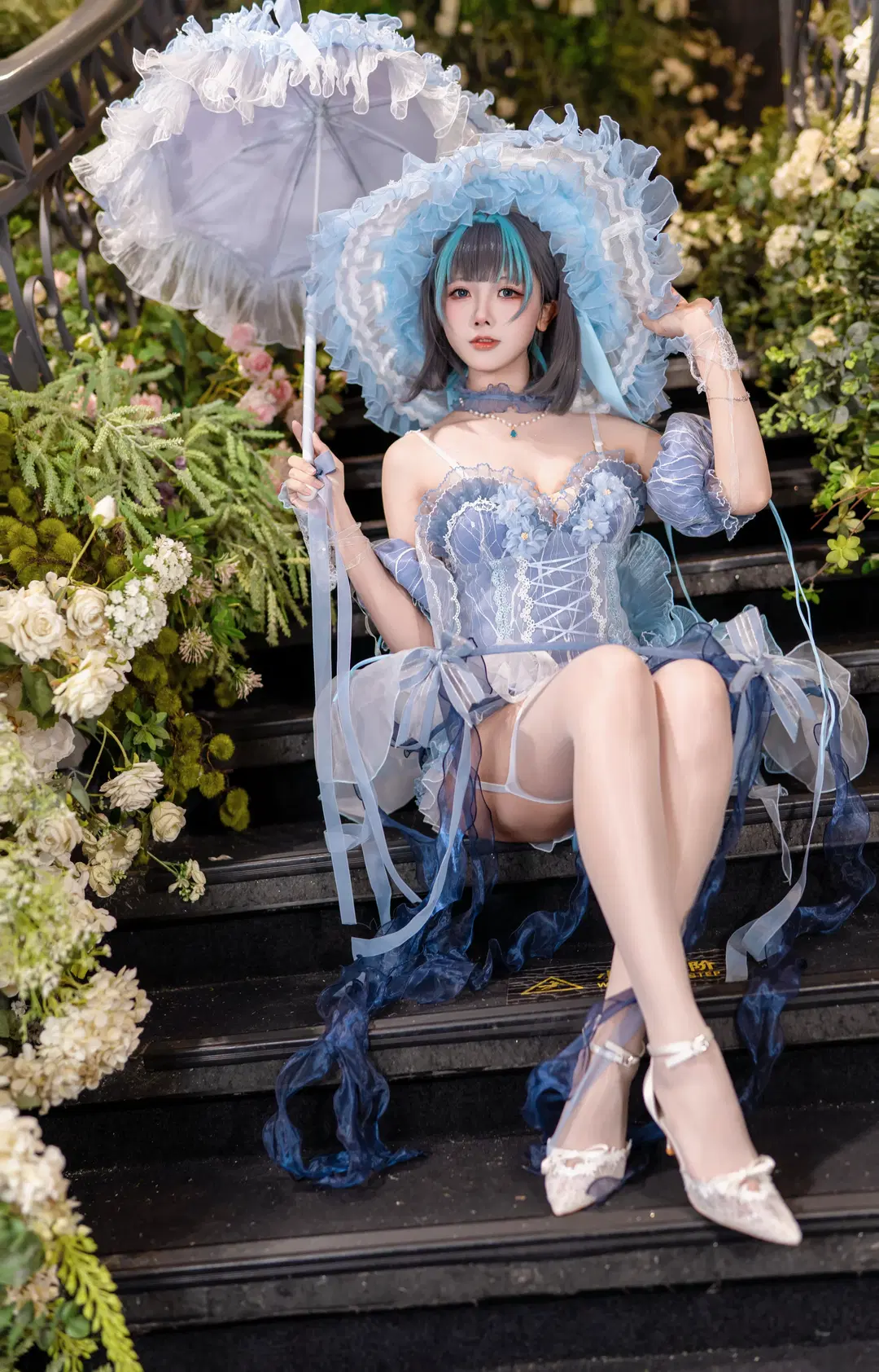 柴郡cos, 碧蓝航线, 花嫁cos, 白丝, 吊带袜