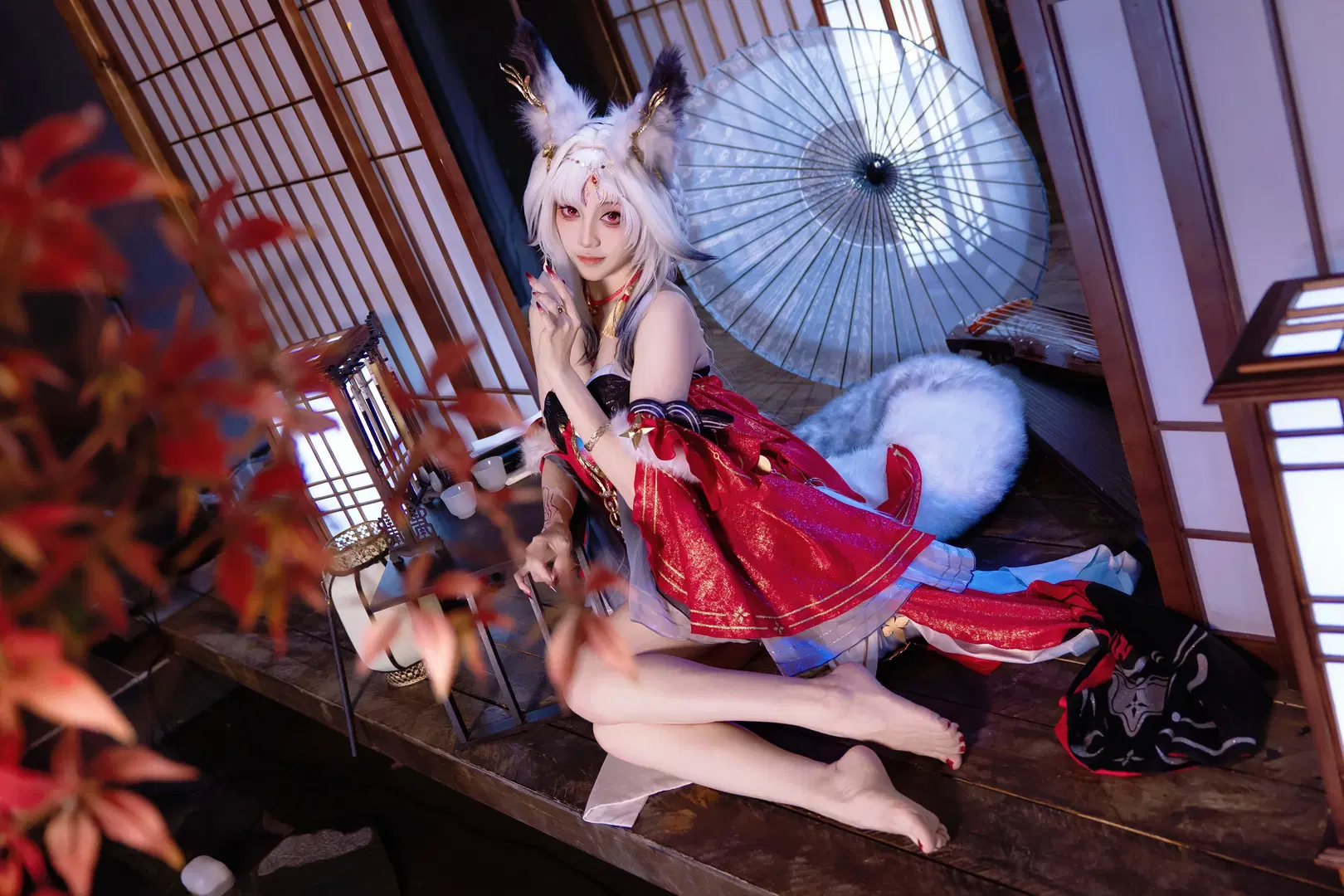 【心月狐コスプレ】鳴潮・心月狐、紅葉と白雪に佇む古風な狐影 - Kirito君 - 2枚目