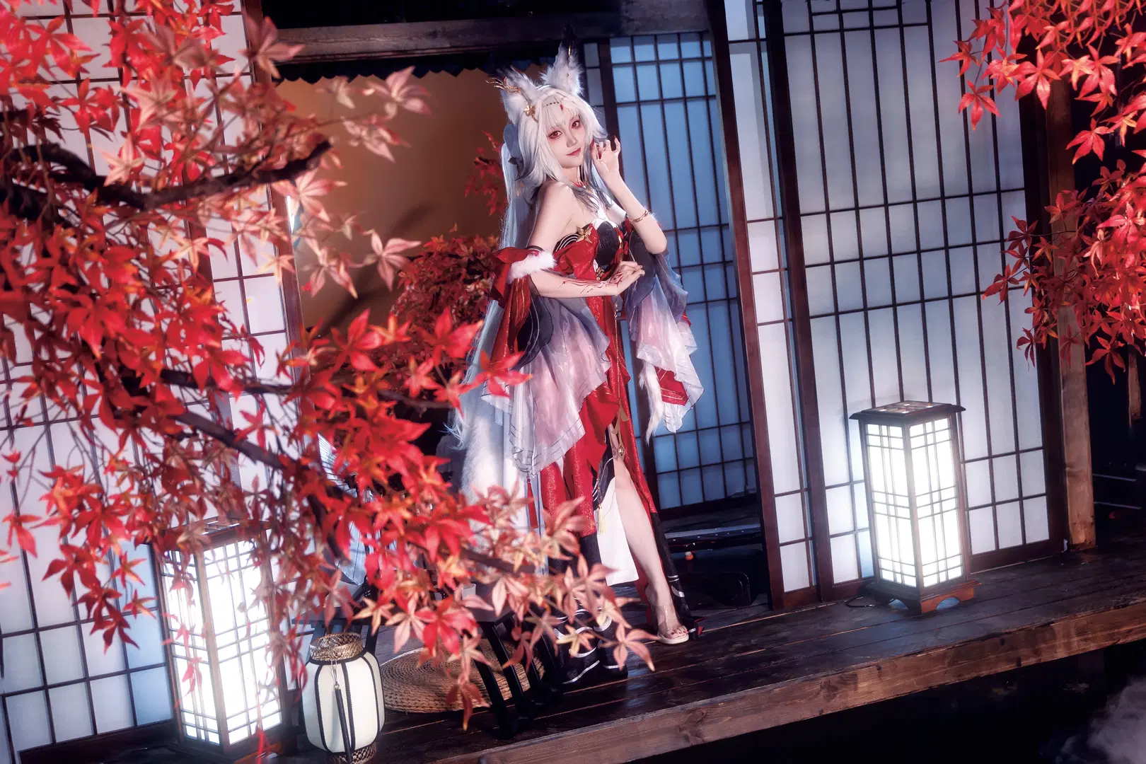 【心月狐コスプレ】鳴潮・心月狐、紅葉と白雪に佇む古風な狐影 - Kirito君 - 6枚目