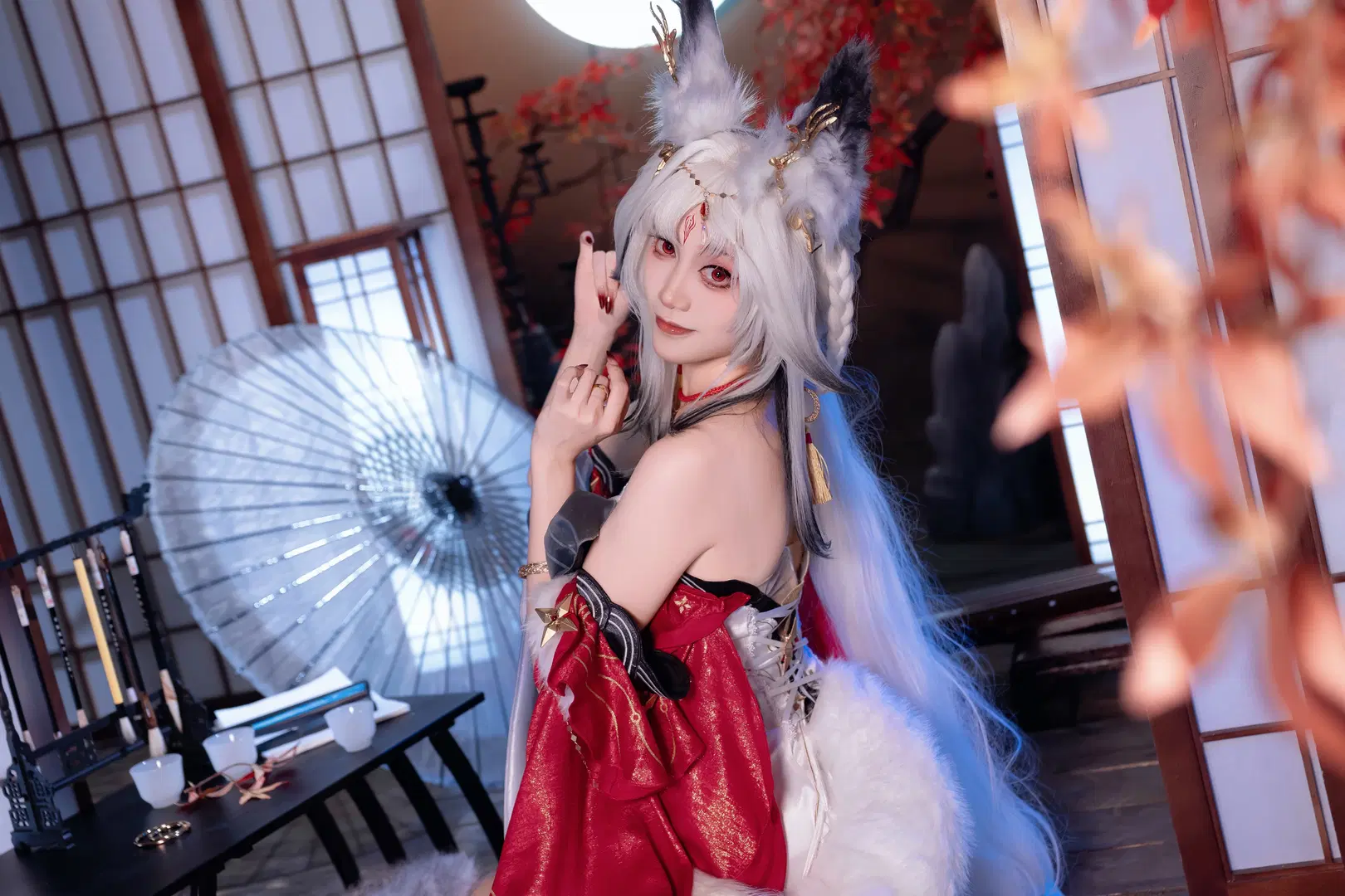 【心月狐コスプレ】鳴潮・心月狐、紅葉と白雪に佇む古風な狐影 - Kirito君 - 8枚目