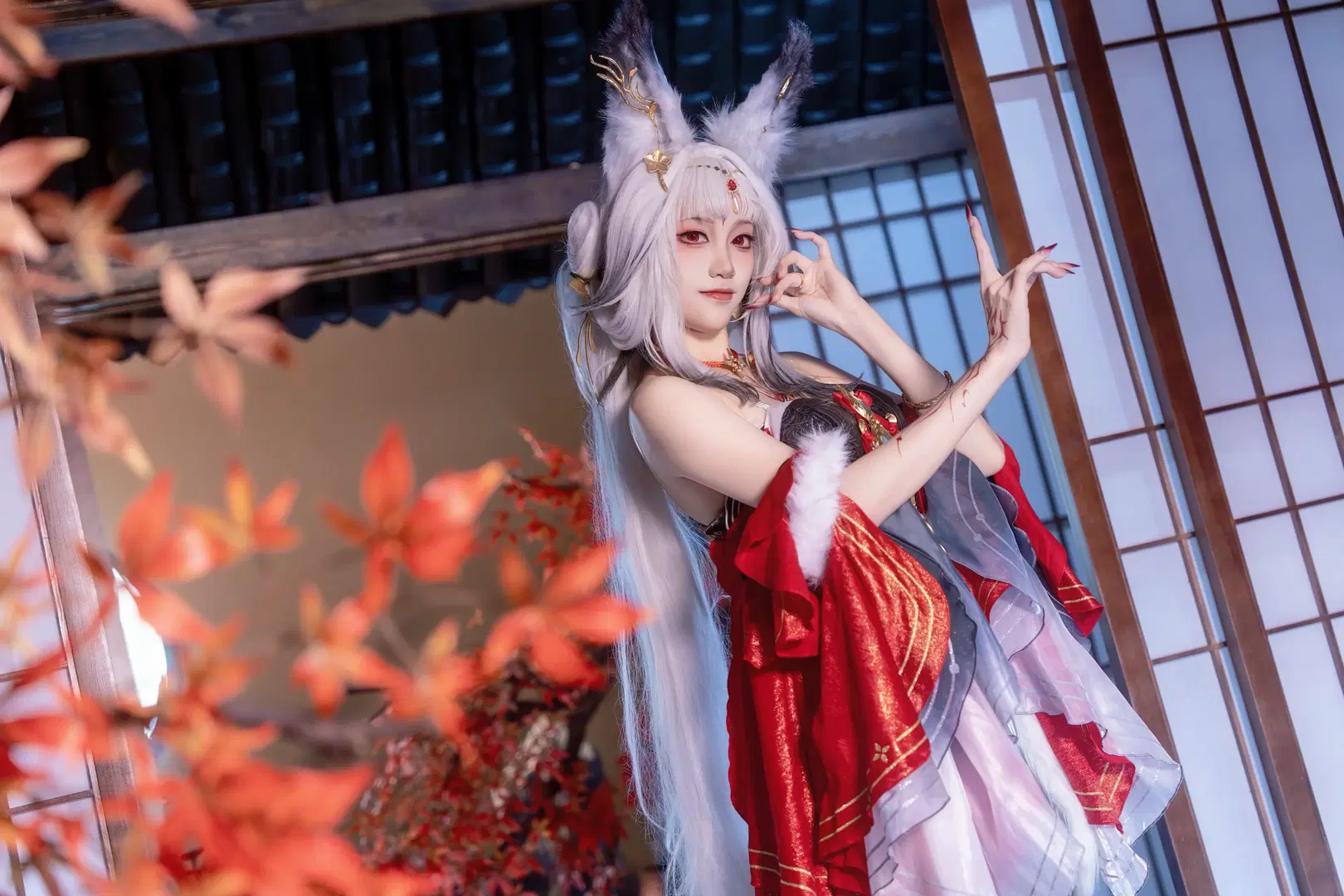 【心月狐コスプレ】鳴潮・心月狐、紅葉と白雪に佇む古風な狐影 - Kirito君 - 9枚目