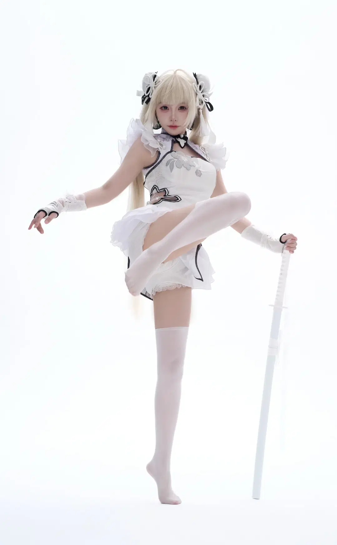 殷紫萍cos, 玉髓冰心, cosplay摄影, 白丝过膝袜, 古风幻想
