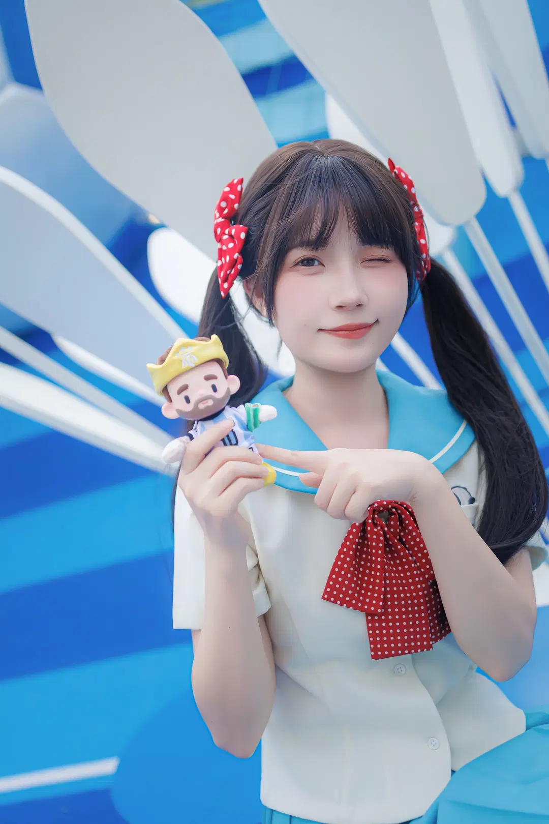Energetic girl wearing a JK uniform to check in at the football-themed exhibition by Vera露露儿 - Image 4