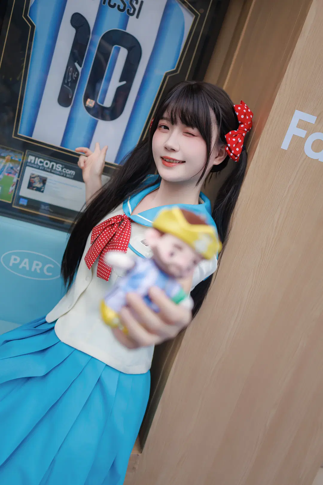 Energetic girl wearing a JK uniform to check in at the football-themed exhibition by Vera露露儿 - Image 7