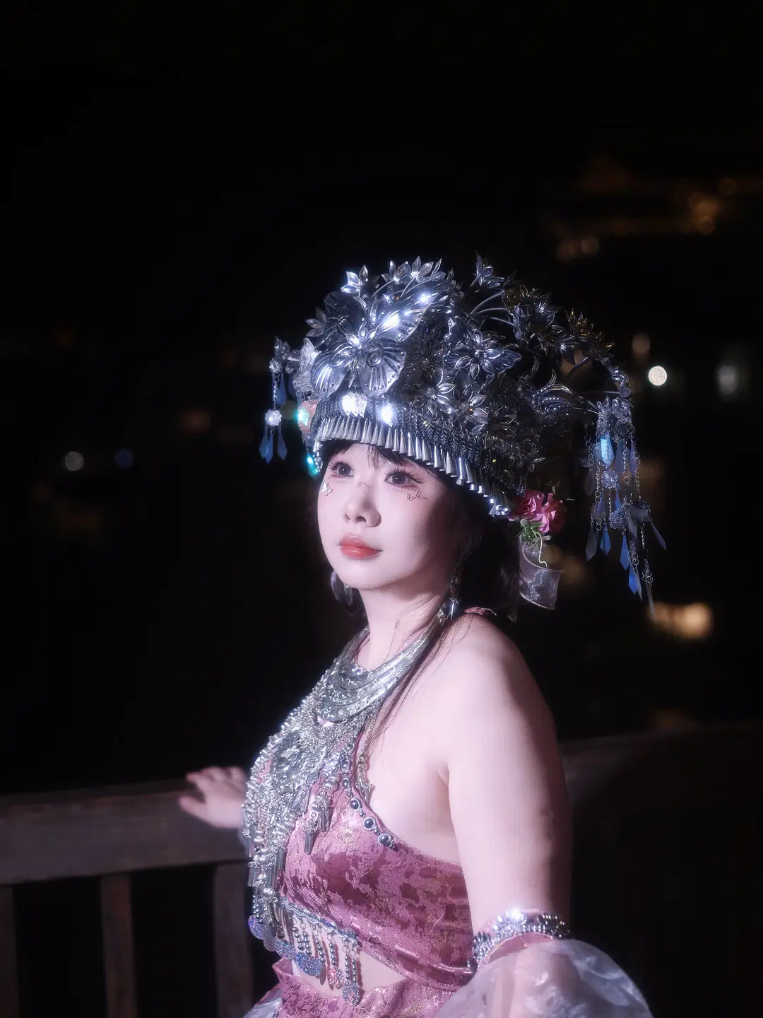 夜景人像, 原创cosplay, 苗疆蛊师, 乌江寨旅拍, 苗族服饰