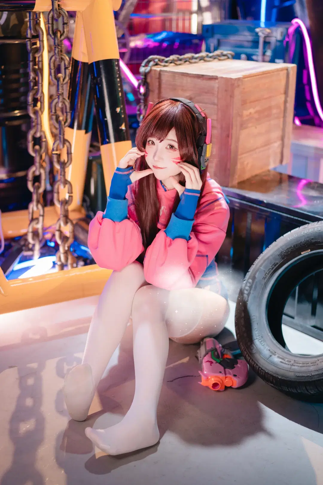 D.Va cos 守望先锋 霓虹工业风白丝穿搭 - drama来啦 - 第6张