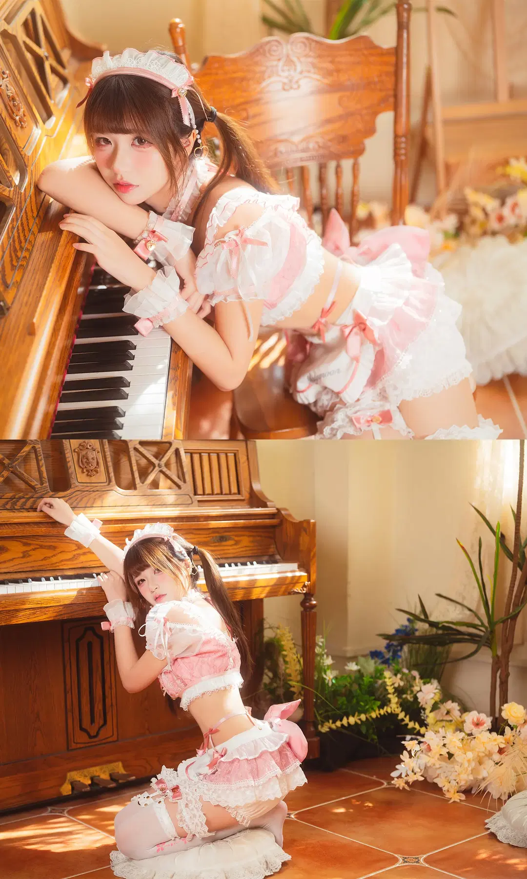 ピンクと白のレースメイド服と猫の肉球白タイツの午後のスイートハート - drama来啦 - 5枚目