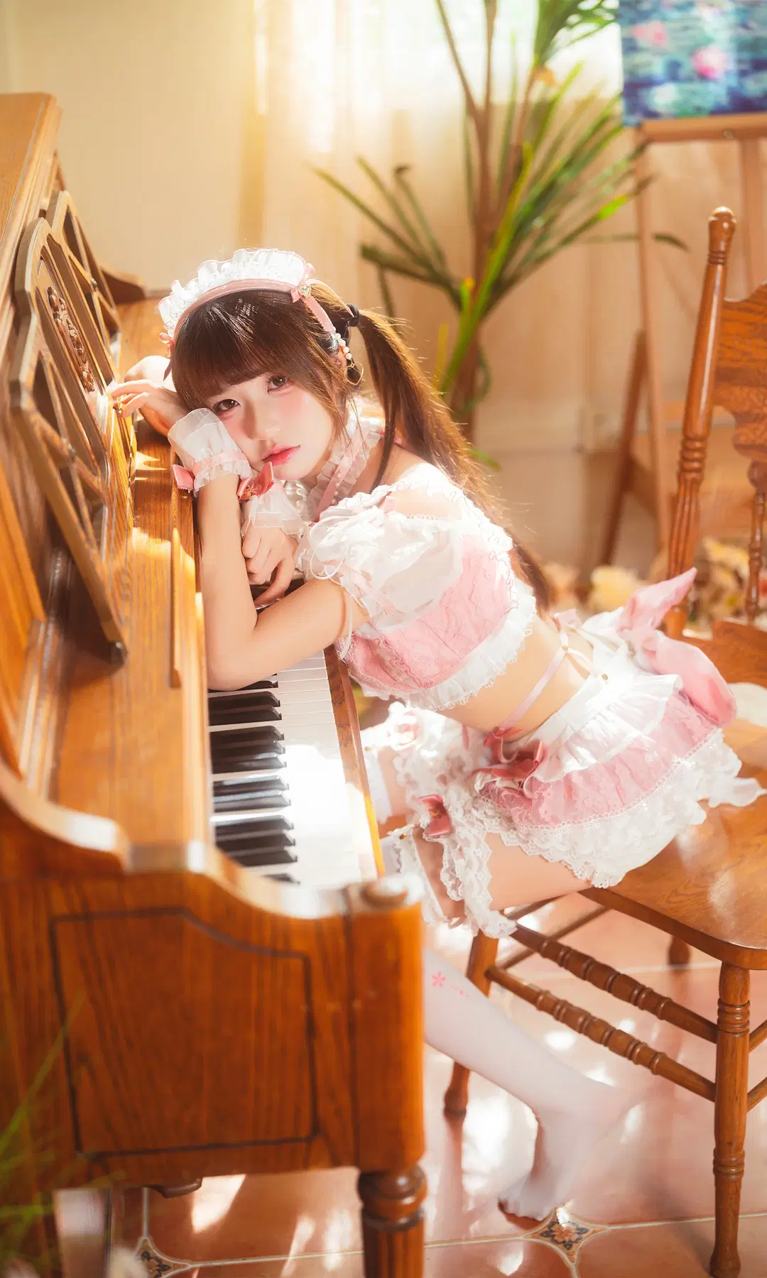 ピンクと白のレースメイド服と猫の肉球白タイツの午後のスイートハート - drama来啦 - 8枚目