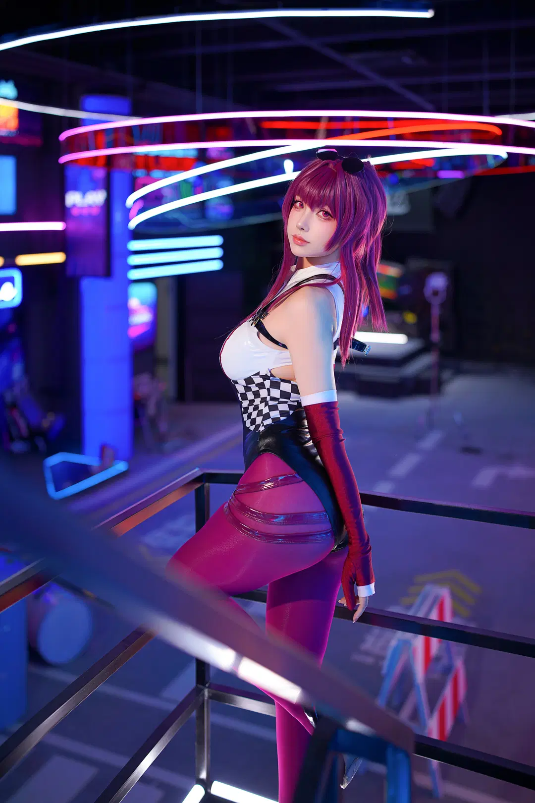赛博朋克, 卡芙卡cos, 二次元穿搭, 赛车服cos, 丝袜