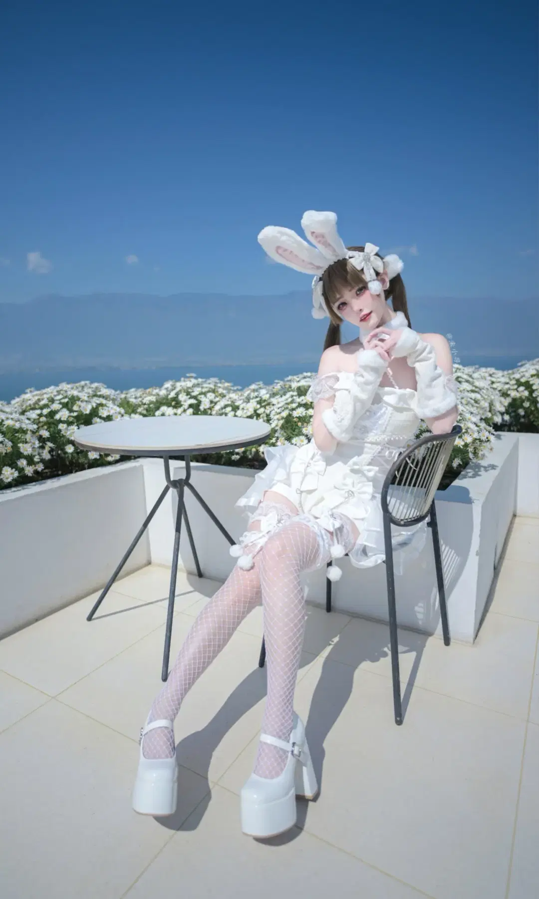 户外人像, 兔女郎cos, 白丝写真, Malymoon, 日系女仆