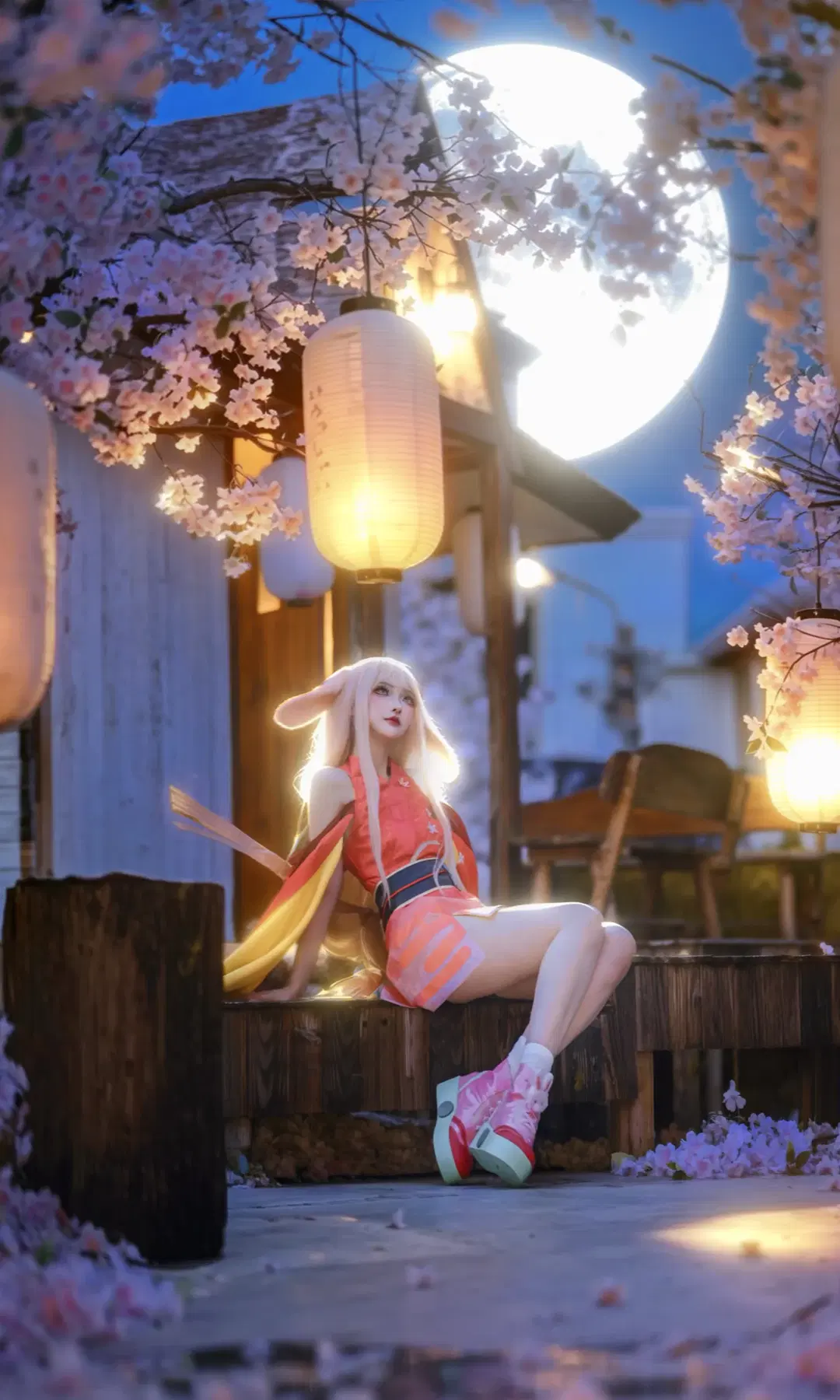 Cherry blossom, Kaguya-hime cosplay, Cosmic Princess Kaguya!, Yachiyo, moon