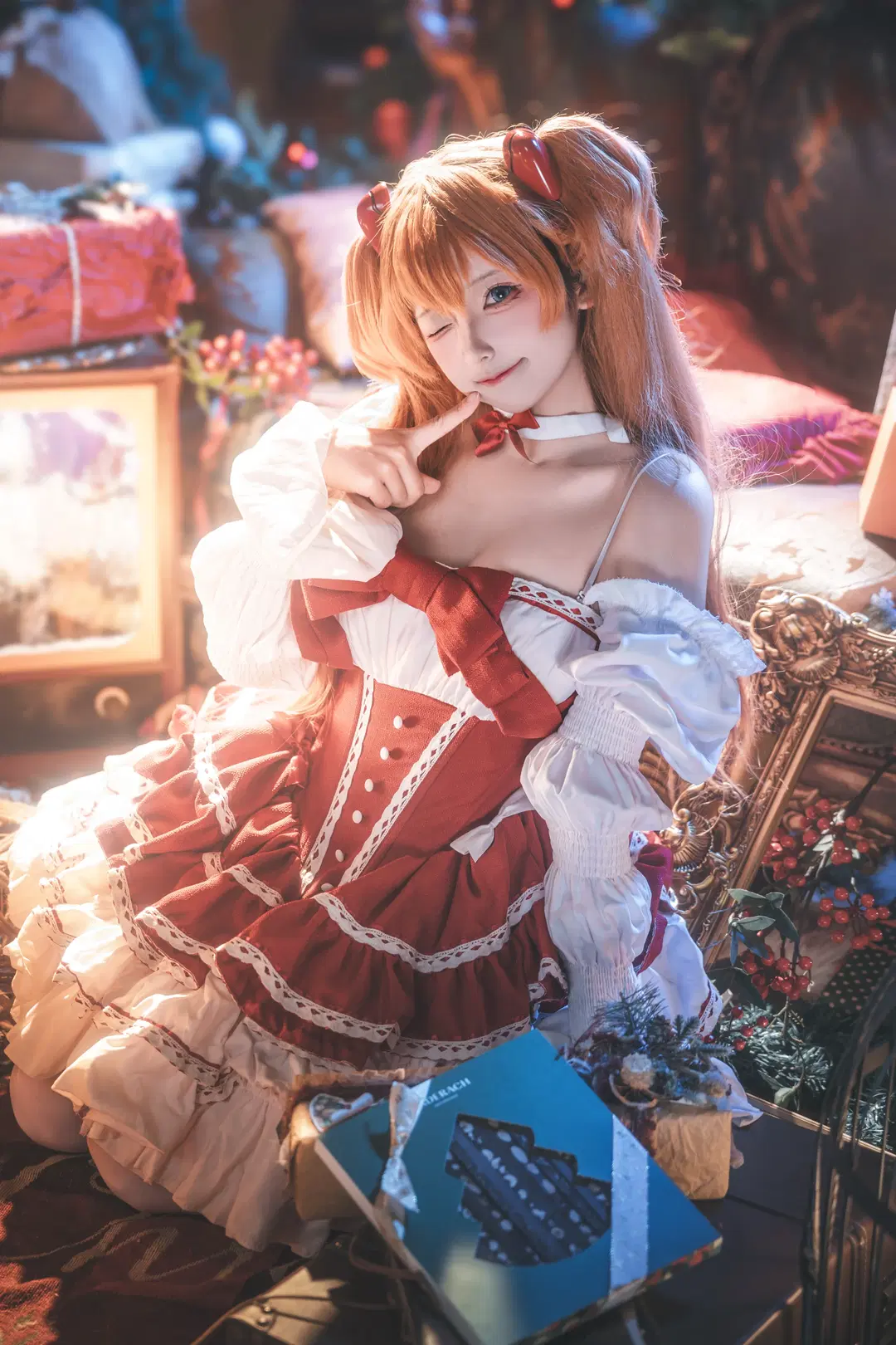【アスカコスプレ】クリスマスをテーマにした赤い洋装の撮影記録をシェア - 喵喵梓 - 6枚目