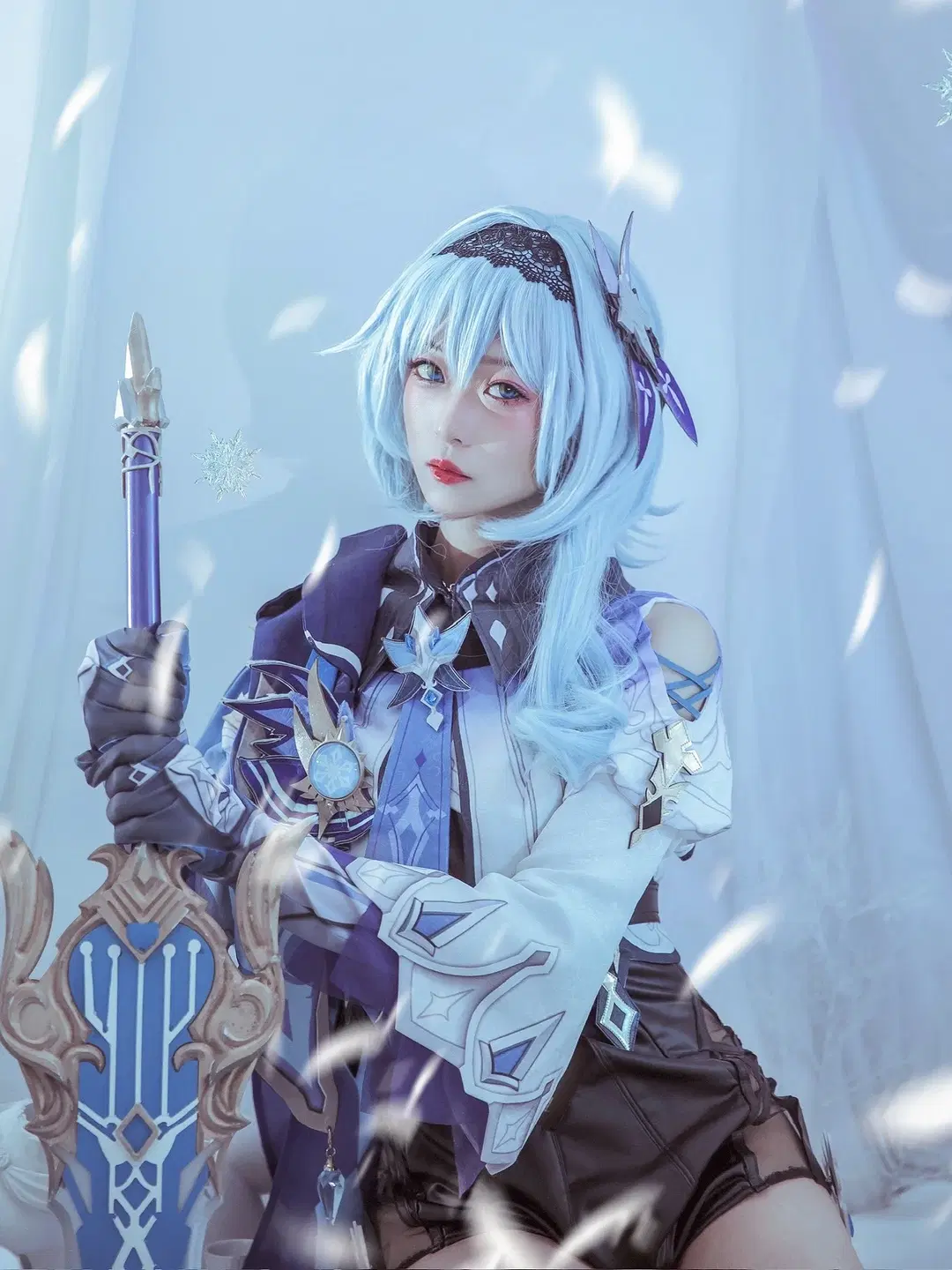 Genshin Impact, Eula cosplay, Spindrift Knight, Black stockings, Genshin Impact fan work