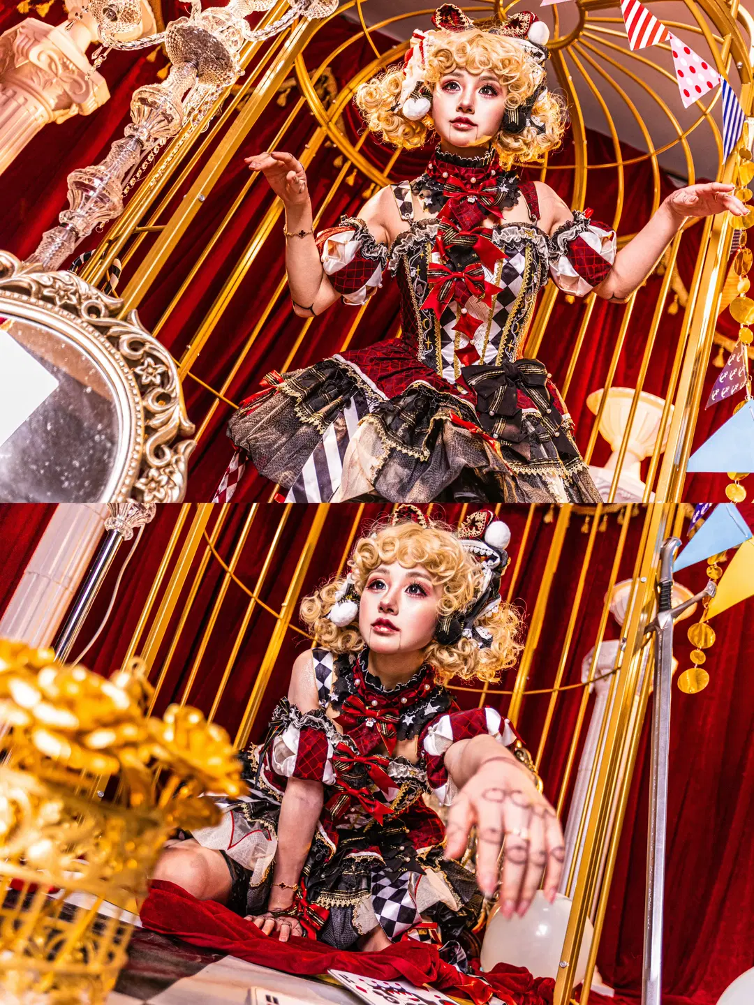 紅黑棋盤格馬戲團Lolita，籠中的怪誕人偶寫真 - 木希琳 - 第12張