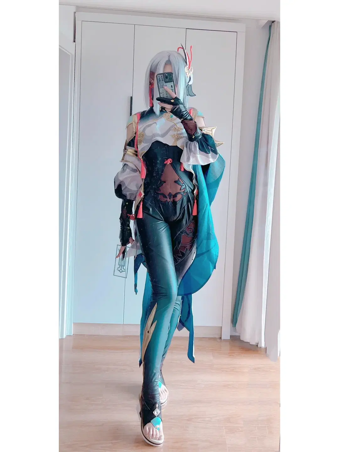 原神, cosplay, 申鹤cos, 紧身裤, 红绳