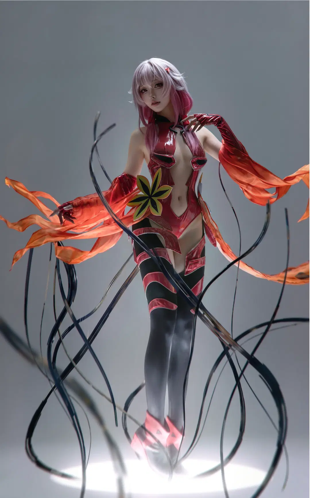 Yuzuriha Inori cosplay, Guilty Crown, Stockings cosplay, Glossy bodysuit, Goldfish Inori