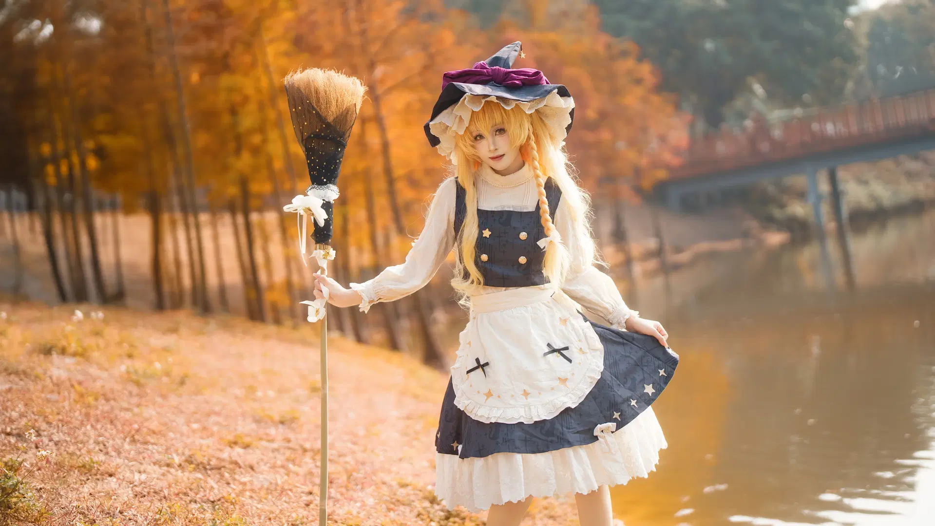 东方Project, 雾雨魔理沙cos, 二次元Cosplay, 秋日外景, 长筒袜cos