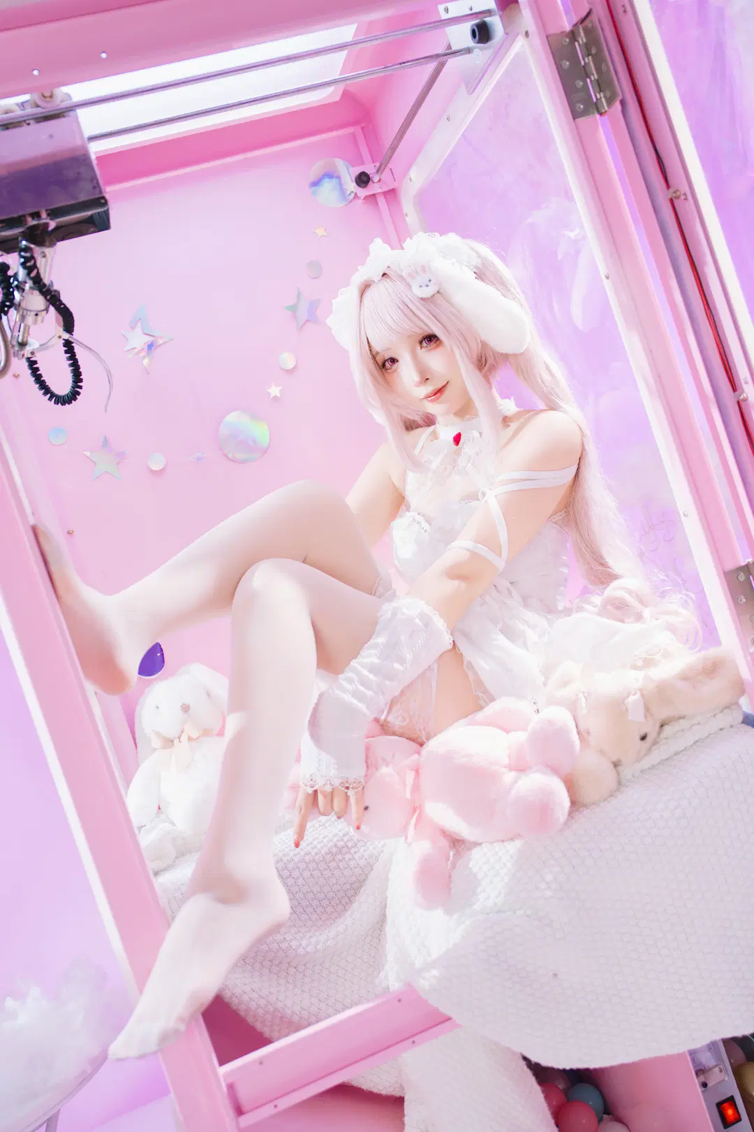 愛麗絲cos, 二次元cosplay, 畫素蛋糕, 白絲, 勝利女神