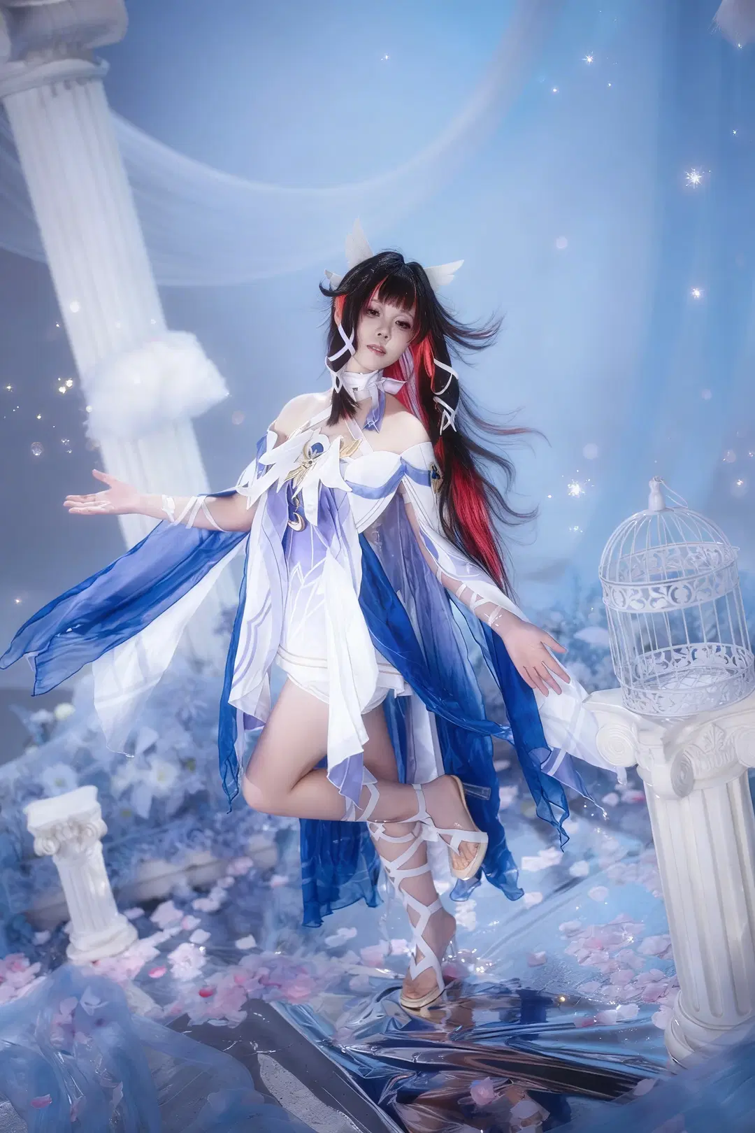 Genshin Impact, Columbina Cosplay, Anime-style photography, Girlish vibe, The White Dove under the Moon