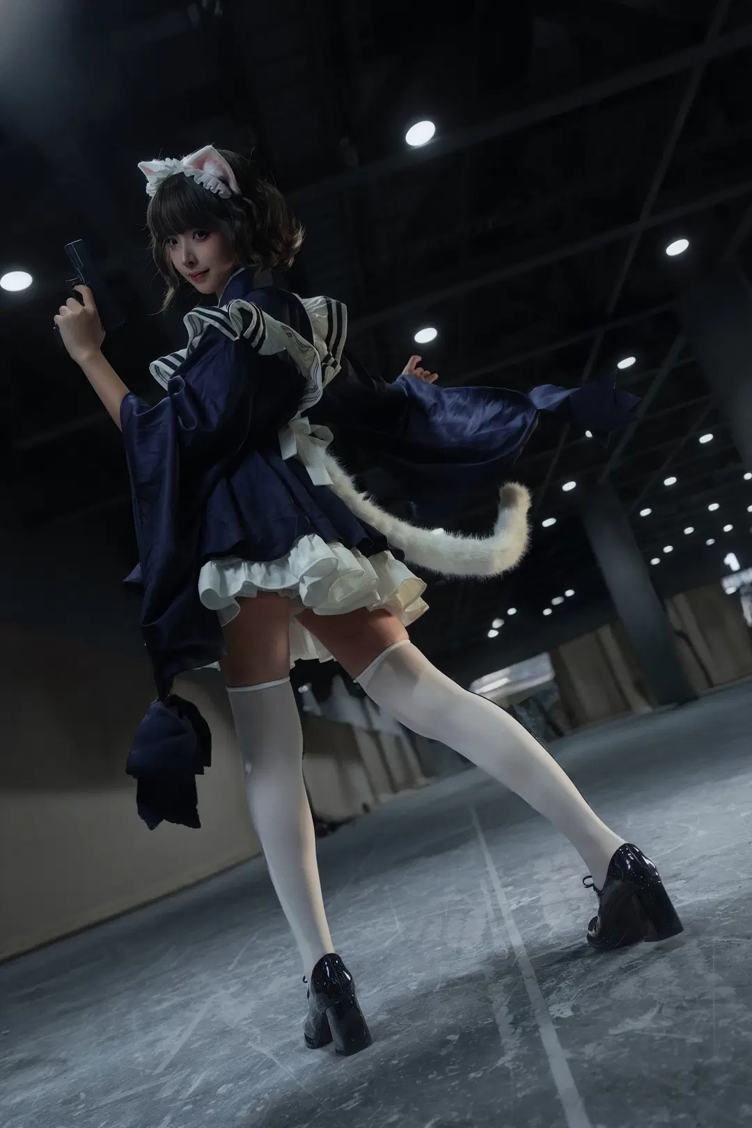 cosplay, 漫展场照, 白丝, 猫耳女仆, 战斗女仆