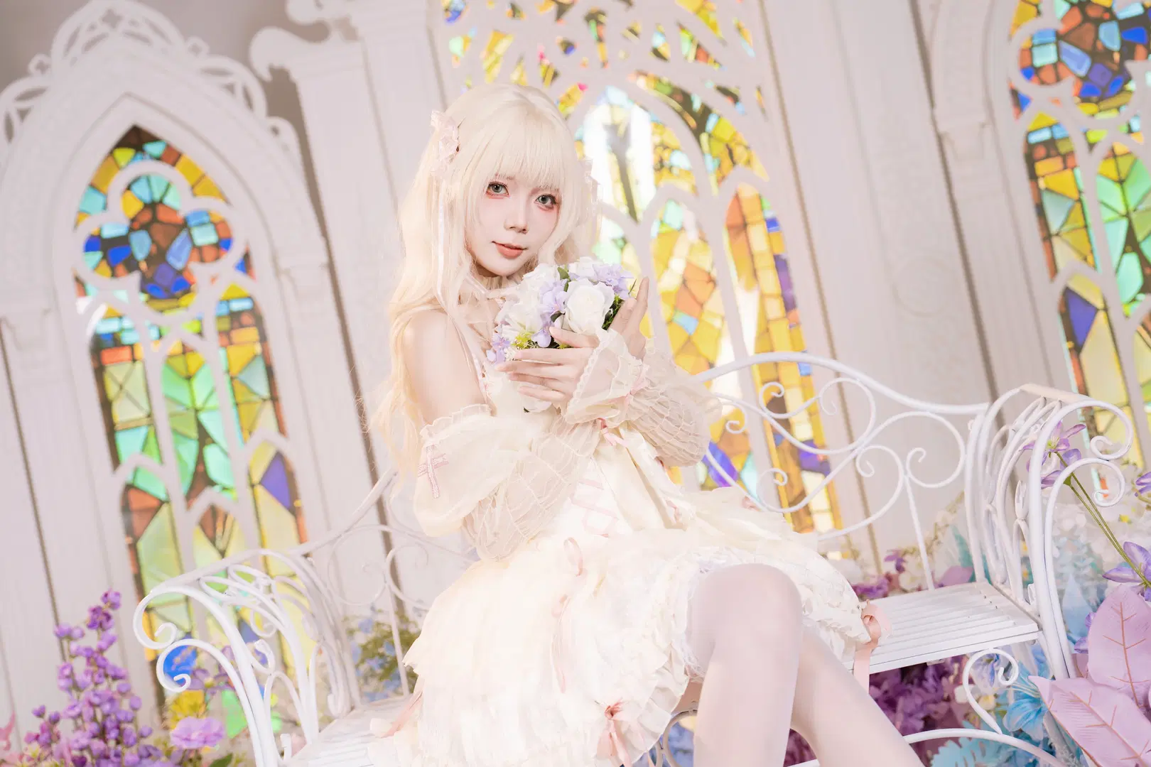 Flowers and Lolita: Church-Style White Stockings Atmospheric Aesthetic by 植物菌 - Image 15
