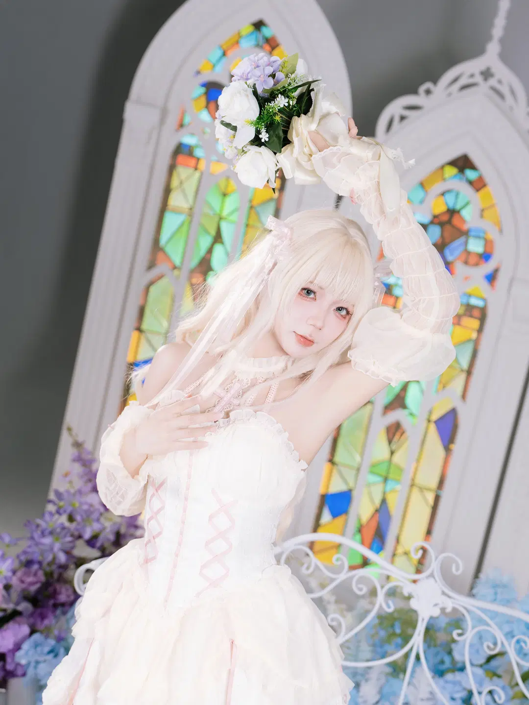 Flowers and Lolita: Church-Style White Stockings Atmospheric Aesthetic by 植物菌 - Image 4