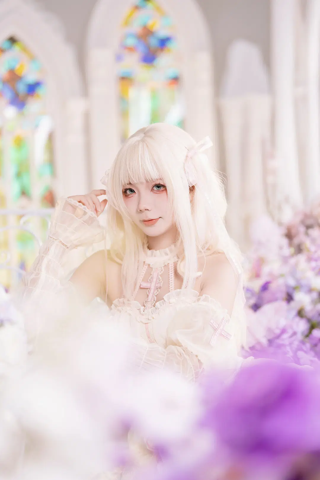 Flowers and Lolita: Church-Style White Stockings Atmospheric Aesthetic by 植物菌 - Image 5