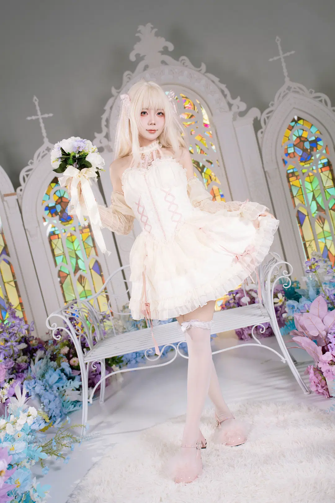 Flowers and Lolita: Church-Style White Stockings Atmospheric Aesthetic by 植物菌 - Image 9