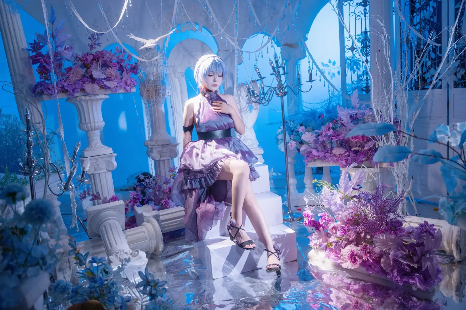 【綾波レイコスプレ】『新世紀エヴァンゲリオン』青紫のグラデーションドレスが魅せる冷艶な夢幻の世界 - 拾月影棚 - 6枚目
