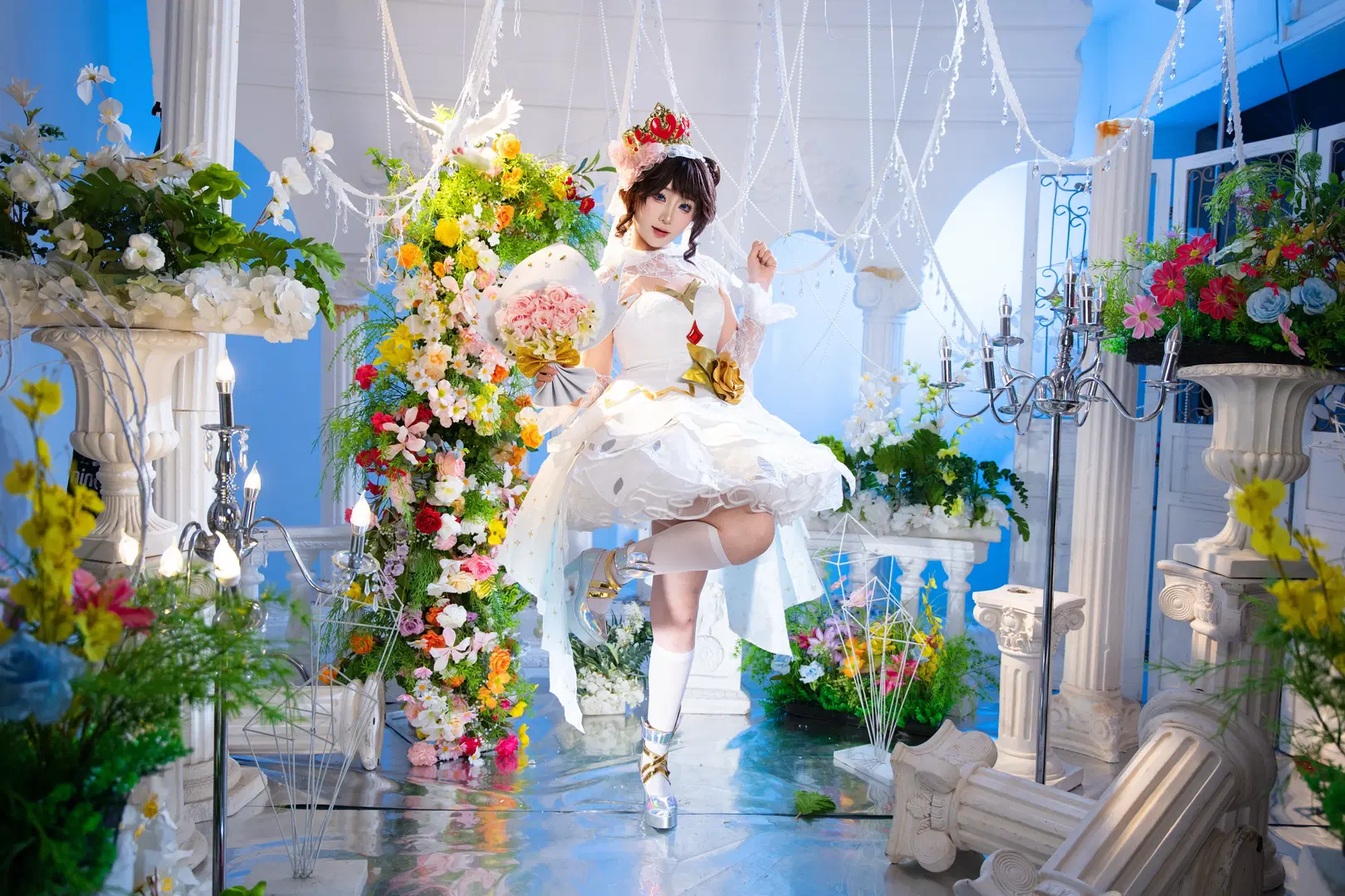 棚拍, 纯白花嫁, 白丝, 小乔cos, 郑州cosplay