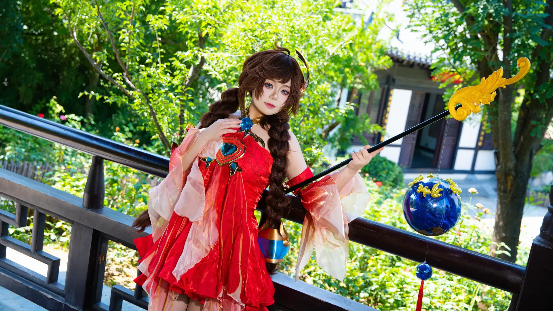 Collision of Red Dress, Magic Staff, and Classical Garden by 拾月影棚 - Image 3