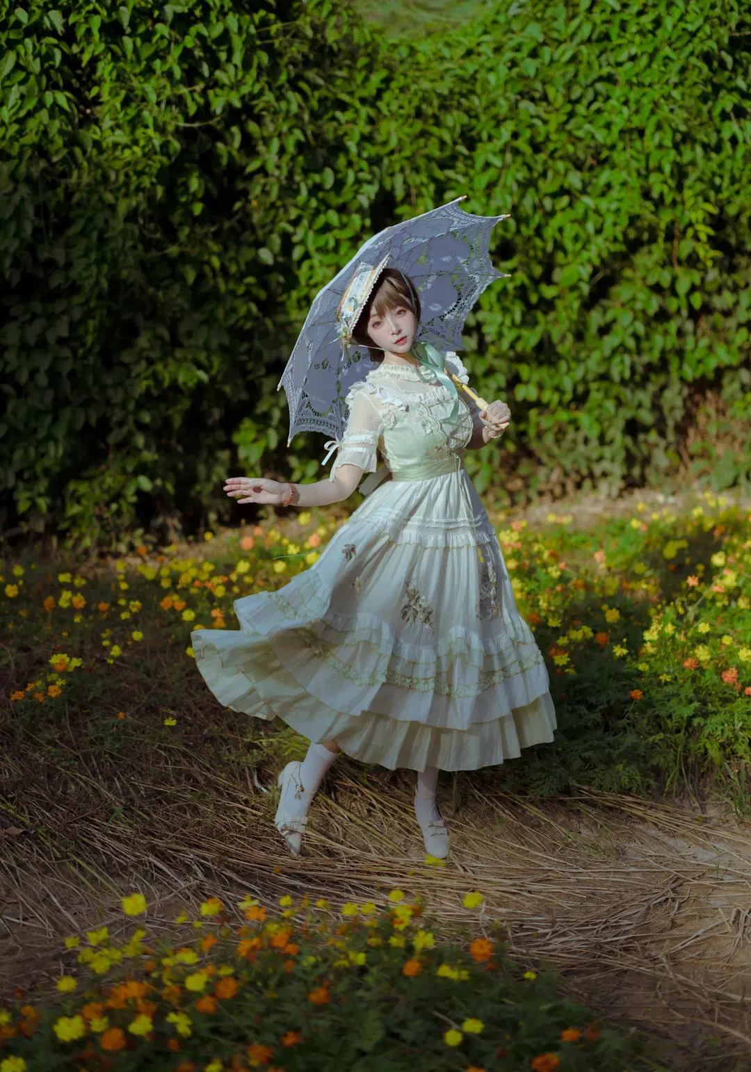 French oil painting girl Styling on a Summer Meadow: A French retro Lolita fashion Story by 薇璦熙_迪 - Image 12